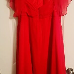 Azazie Red Maxi Dress with Flutter Sleeves